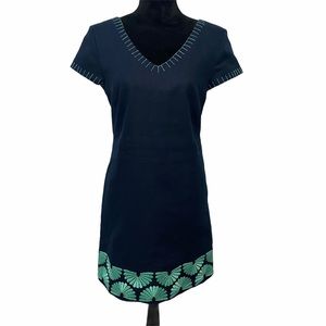 Vineyard Vines Floral Embroidered Dress Blue Sz 4